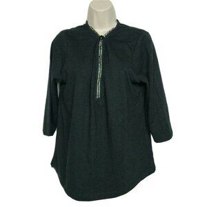 Quacker Factory Black Rhinestone Zippered Top Medium